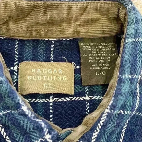 Haggar Clothing Co Mens Blue Button Down Shirt Size Large - Picture 5 of 6